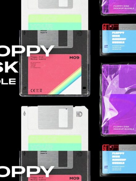 Floppy Disk Retro Mockup Template Bundle Graphics - Image 1