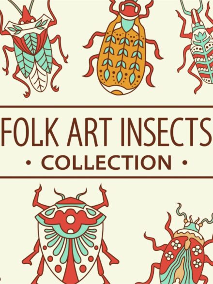 Folk Art Insect Illustrations Graphics - Image 1