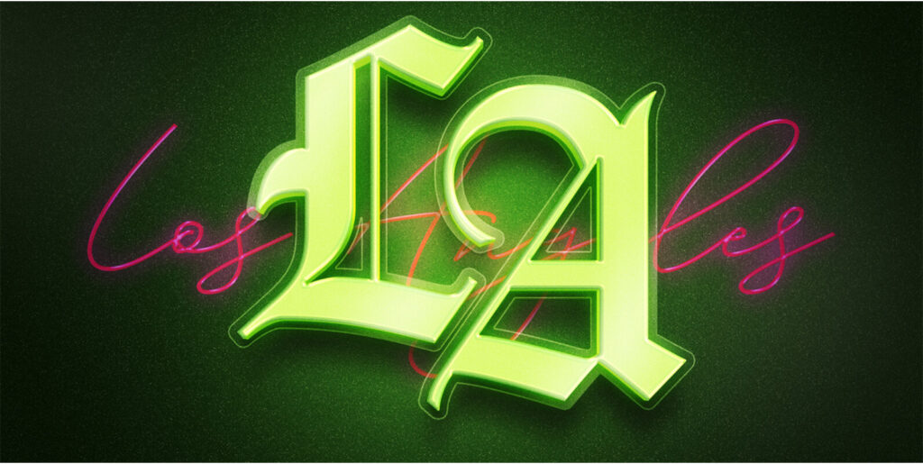 Neon La Text Effect – West Coast Glow Psd Template Graphics - Image 1